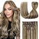 Sunny Hair Clip in Hair Extensions Straight Human Hair Clip in Extensions Remy Clip in Hair Extensions Real Human Hair Extensions Clip ins Highlight Light Brown with Platinum Blonde 18inch
