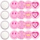 12 Pcs Preppy Compact Mirror Y2k Hot Pink Smile Face Gifts Hot Pink Preppy Bachelorette Party Decoration Favor Supplies Travel Daily Use Makeup Mini Mirror for Women Girls Gift
