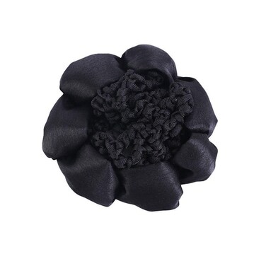 Black Women Hair Bun Crochet Net, Elastic Headdress with Ponytail Holders and Hair Ties