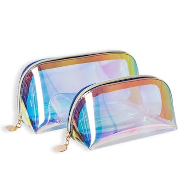 Dazzle clear makeup bags，travel and daily travel Holographic makeup bag women
