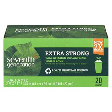 Seventh Generation, Drawstring Kitchen Trash Bags 13 gal, 20 count