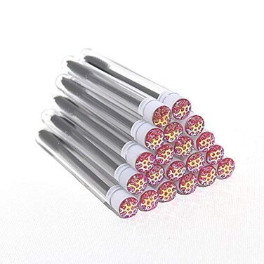 Lash Brush Wands   20 Pack   Eyelash Extension Supplies   Disposable Lash Spoolie Brush   Pink Dots Design