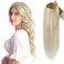 Full Shine Human Hair Wigs 22 Inch Color 60 White Blonde Clip In Wigs 150 Grams Real Hair Half Wigs Human Hair One Piece Hair Extension Glueless U Part Wig U Shape Half Part Wigs