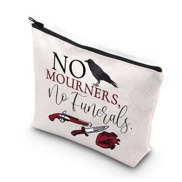 WCGXKO Bookworm No Mourners No Funerals Crows Zipper Makeup Bag for Book Nerds (No Mourners)