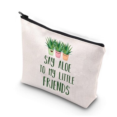 Plant Lover Makeup Bag For Gardener Plant Mom Succulent Planters Crazy Plant Lady Gifts Say Aloe To My Little Friends(Say aloe friends)