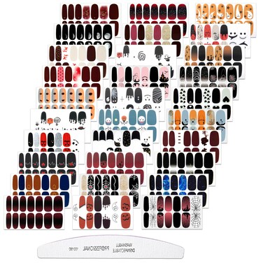 30 Sheets Halloween Nail Polish Strips with Nail File Halloween Nails Tape Strips for Design Press On Halloween Nail Stickers Full Nail Wraps for Women Halloween Nails Art