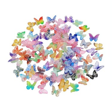 Comimark 100 PCS Mixed Color 9 * 10mm Butterfly 3D Crystal Rhinestone Paste Stone Crystal Nail Art Decorations Nail Supplies