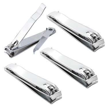 (4 Pack) Toe Nail Clippers Premium Stainless Steel Toe and Fingernail Clipper Set - Ultra Sharp, Sturdy, and Curved Edge Cutter Trimmer for Adults, Men, and Women - Nail Cleaner Included