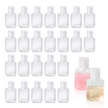50 Pcs 1 oz Hand Sanitizer Bottles Empty Clear Travel Bottles Refillable Plastic Containers with Flip Cap for Outdoor, Camping and Trip