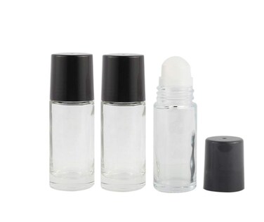 3 Packs Glass Roll On Bottles Deodorant Container Travel DIY Deodorant Bottles With Plastic Roller Balls For Lip Balm Lotion Sunscreen (30ml)