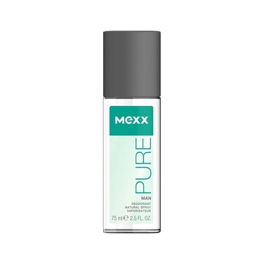 Mexx Deodorant Natural Spray for Men, Pure, 2.5 Ounce