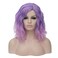 BUFASHION 14" Women Short Pink Purple Bob Wavy Glue Less Synthetic Hair Wig 46 Colors Available（Pink Purple）