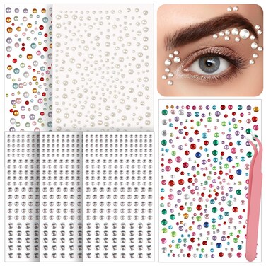 1630pcs Self Adhesive Face Gems and Pearls for Makeup