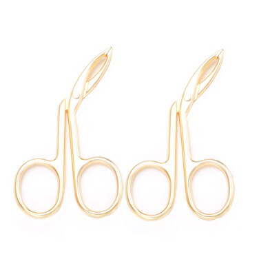 Multicolors Eyebrow Scissors Tweezers, Scissors Handle Shaped Eyebrow Straight Tip Tweezers Clip, Flat Tip Tweezers Hair Plucker, Straight Tip Hairgripping Eyebrow (2 Pack Golden)