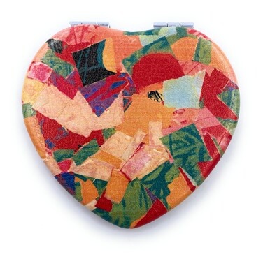 Compact Mirror Heart Shape Pocket Mirror Floral Purse Mirror Small Travel Mirror Abstractive Art Print Meaningful Gift for Women