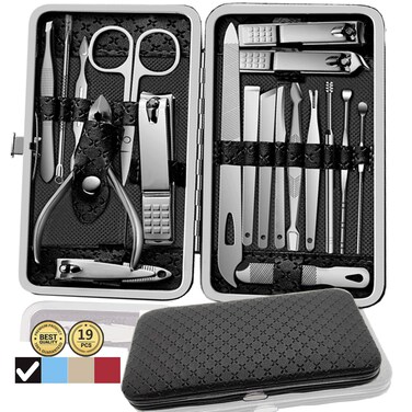 Manicure Set Pedicure Kit Nail Kit-19 in 1 Stainless Steel Manicure Kit, Professional Grooming Kits, Nail Care Kit with Luxurious Travel Case (Black) &hellip;