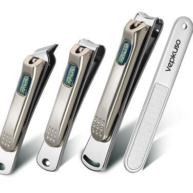 Nail Clippers for Men, Vepkuso Toenail Clippers for Thick Nails and Luxurious Ultra Sharp Fingernail Clippers for Women, 4 in 1 Nail Clippers Cutter for Seinors, Adult