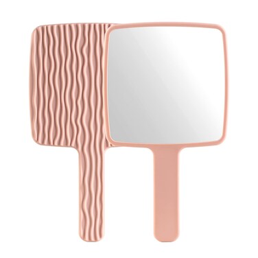 Hand Mirror, Handheld Mirror with Handle for Makeup, Portable Cute Hand held Mirror for Shaving, Travel Men &amp; Women(Pink)