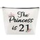 Charmoly 21st Birthday Gifts for Women Best Friend Daughter Funny 21 Year Old Birthday Gift for Her The Princess is 21 Cute Makeup Bag Celebrate Turning Twenty One