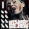 4Pairs Vampire Teeth+6 Sheets Oversized Fake Tattoos,Halloween Vampire Cosplay set Vampire Fangs Bloody Wound Temporary Tattoo for Women Men Kids Halloween Party Cosplay