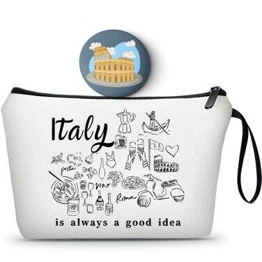 SEAMOON Travel Gifts,Friend Gifts,Sister Birthday Gift Ideas,Unique Gifts for Women,Womens Birthday Gifts,Small Cosmetic Bag with Mirror,Girls Trip Gifts Favors,Italy Travel,Christmas Gifts