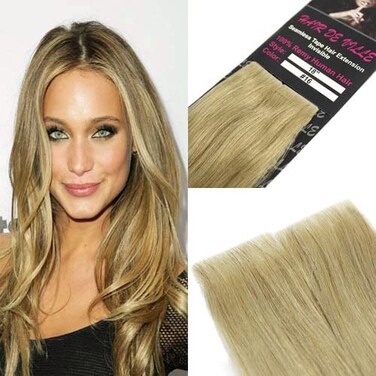 20 Pcs X 18" Tape In PU Machine Injected Invisible Seamless Remy Human Hair Extensions #16 Honey Blonde Color