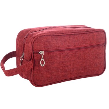 Trawila Travel Toiletry Bag for Women and Men, Makeup bag Organizer for Cosmetics Toiletries Brushes Tools, Foldable, Water-resistant,With Divider and Handle (Red)