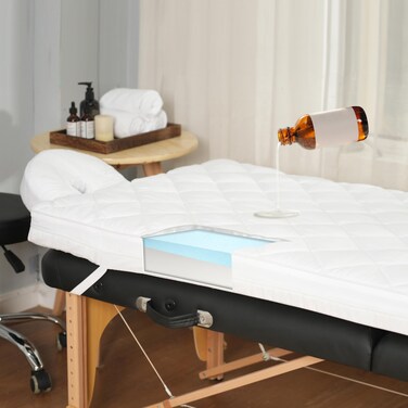 3.2 Inch Lash Bed Topper Set,Gel Memory Foam Massage Bed Topper, Waterproof Fluffy Pillow Top Bed Topper for Spa Bed, Esthetician Bed,Wax Bed,Includes White Massage Table Topper &amp; Face Rest Cover