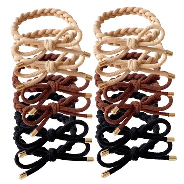 12 PCS Braided Hair Ties Bow Tie Hair Bracelets for Women Girls Elastic Hair Ties No Damage Ponytail Holders