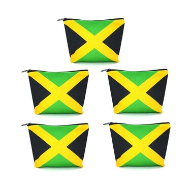 Canvas Makeup Bag Travel Toiletry Bag Makeup Bag for Women Girls Jamaica Flag Reggae(Jamaican-5PCS)