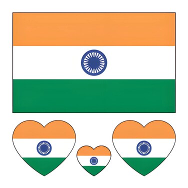 Indian Flag Tattoos,10 Sheets India Flag Temporary Face Tattoos Stickers,40 Pcs Waterproof Sweat Sports National Flag Removable Fake Tattoos For Men Kids Women(India)