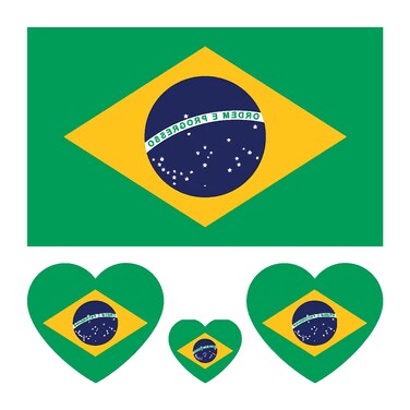 Brazil Flag Tattoos,10 Sheets Brazil Flag World Cup Sports Temporary Face Tattoos Stickers,40 Pcs Waterproof Sweat Sports National Flag Removable Fake Tattoos,For Men Kids Women(Brazil)