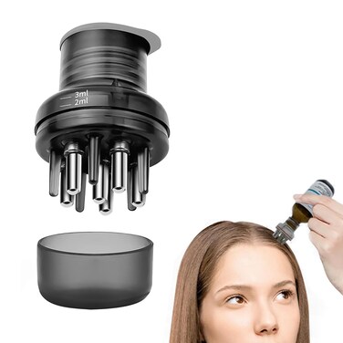 Dual Scalp Massager - Matte Black Hair Oil Applicator Comb with Massage Balls for Root Treatment and Hair Care