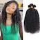 Kinky Curly Human Hair Bundles Thick Curly Weave Bundles Virgin Hair Bundles Full Head Hair Natural Black Color Hair Bundles Can Be Dyed 3 Bundles Total 300g 16 18 20 Inch
