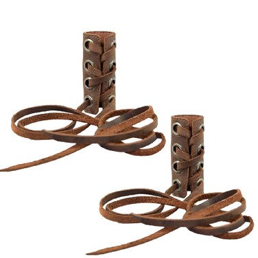 Hide &amp; Drink, Set of 2 Hair Ties for Women, Ponytail/Braid Holder, Wraps, Deadlock Accessories for Ladies, Full Grain Leather, Handmade, Bourbon Brown