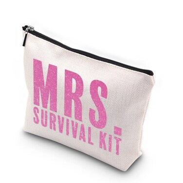 WCGXKO MRS. Survival Kit for Bride Makeup Bag Bridal Shower Gifts Engagement Gifts Wedding Survival Kit Bachelorette Gifts (MRS Survival)