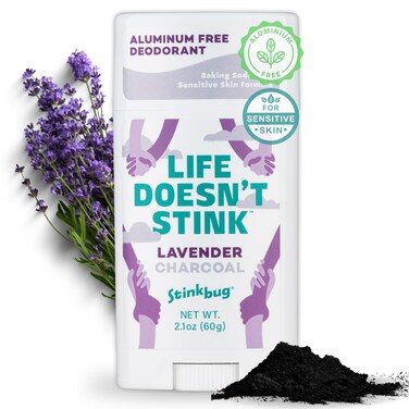 Stinkbug Naturals Organic Aluminum Free Deodorant Stick with Lavender, Coconut Oil and Activated Charcoal, Paraben Free, Sensitive Skin Deodorant, 2.1 Ounces Pack of 1