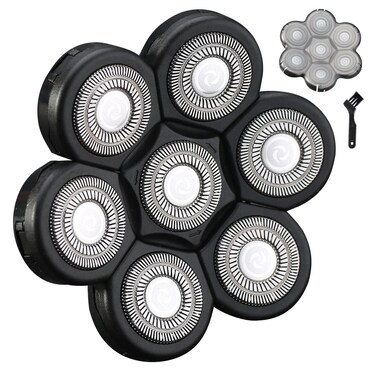 7 Blades Head Shaver Replacement Heads Electric Shaver Head Shaver Universal Replacement Blades Electric Razor for Men (7D Black)