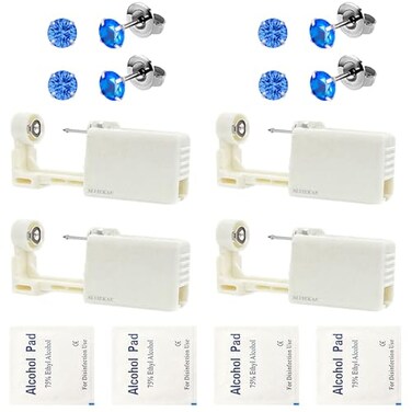 12 Pcs Ear Piercer Kit, Ear Piercing Kit Ear Piercing Gun Kit Disposable Self Ear Piercing Gun Kit with Earring Studs Safety Ear Piercing Gun Kit Tool (Blue)