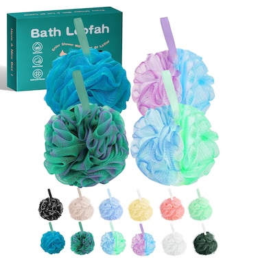 Amazerbst loofah,loofah Sponge for Women and Men,Pack of 4
