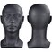 PVC Matte Black Mannequin Head Professional Beauty Male Mannequin Head Mannequin Head for Display Wig Hair Glasses Hat Headphone Display Stand (Matte Black)