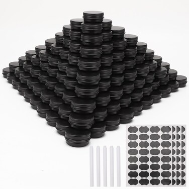234 Pack Round Cans with Screw Lid 1/2 OZ Aluminum Metal Tins,for DIY homemade lotion bars, salves, and candles, Balms, Spices, Beard Balm, Crafts with 6 Markers 8 Sheets Label Stickers