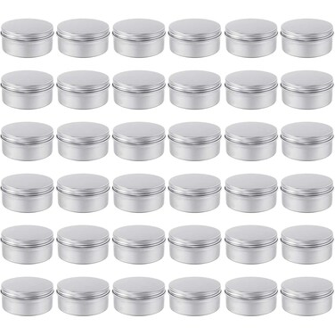 Moretoes 36pcs Tin, 4oz Metal Round Tins, Aluminum Empty Candle Tins with Screw Lid for Salve, Spices or Candles