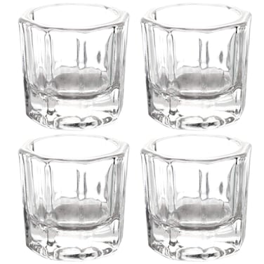 4 Pieces Acrylic Dappen Dish Nail Dapping Dish Nail Powder and Liquid Holder Glass Bowl Crystal Cup Nail Supplies