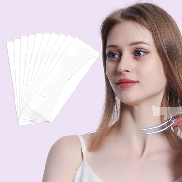 Neck Lifting Tapes, 10pcs Neck Wrinkle Bands Invisible Anti-Wrinkle Neck Lift Stickers for Instant Neck Skin Lifting (Elastic Translucent Stickers)
