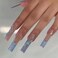 Luxury 3D Daisy Pearls Press on Nails Gradient Fake Nails French Nails Tips Full Cover Long Square False Nails for Women and Girls 24Pcs