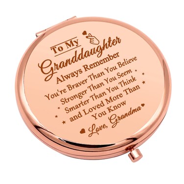 Granddaughter Gifts from Grandma Compact Makeup Mirror for Women Inspirational Gifts for Granddaughter from Grandma Encouragement Presents Motivational Presents Folding Makeup Mirror for Teenage Kids