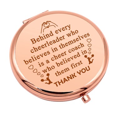 Cheer Coach Gift Rose Gold Compact Mirror Appreciation Gift for Cheerleading Coach Thank You Cheer Coach Gift from Cheerleader Folding Makeup Mirror for Her Birthday Christmas Thanksgiving Gift