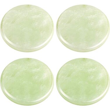 Eyelash Extension Jade Stone Glue Lashes Jade Stone Adhesive Pallet Fake Eye Lash Holder Base,Fake Eye Lash Makeup Tool 2 Inch (Green/4 Packs)