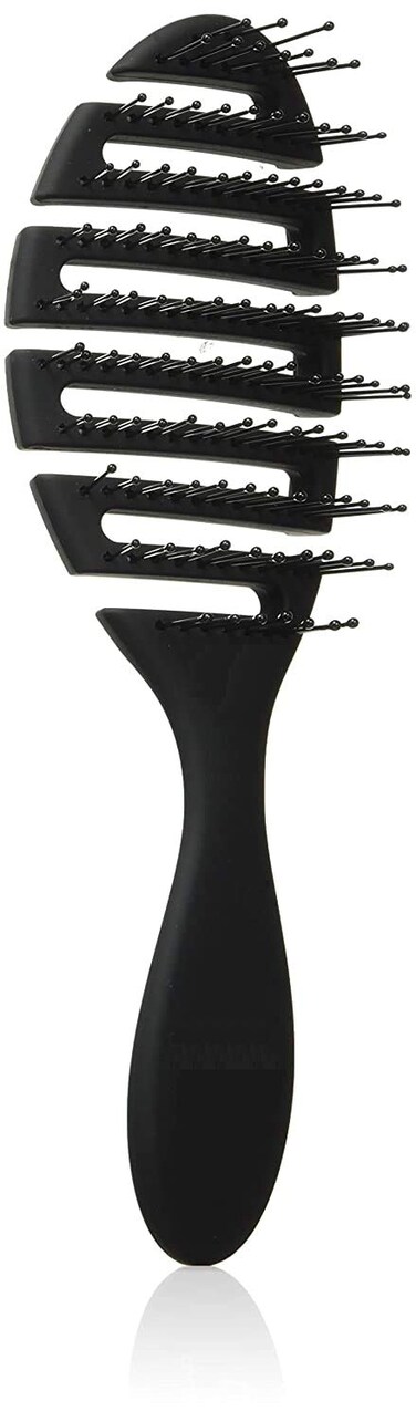 Speed Dry Hair Brush Soft Bristles Flexible Curved and Vented Hair Detangler Brush for Women, Men, Kids - Professional Hair Volumizer Brushes (Black)